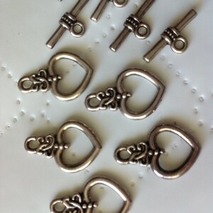 Ship from USA.. 15 sets Antique Silver Toggle Clasp , antique silver finding, Heart toggle clasp, alloy Bar and Ring Toggle Clasps
