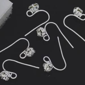 10 pcs Platinum earring hook with Rhinestones,Platinum earring setting,platinum ear wire,platinum earring hook,platinum earring hook