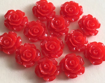 10 pcs 13 mm Red cabochon Flower,Rose,red rose,crimson rose,13 mm Red Rose cabochon.Red rose cabochon,Red resin flower,rose cabochon flower