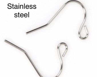 May include: Two silver-toned earring hooks made of stainless steel.