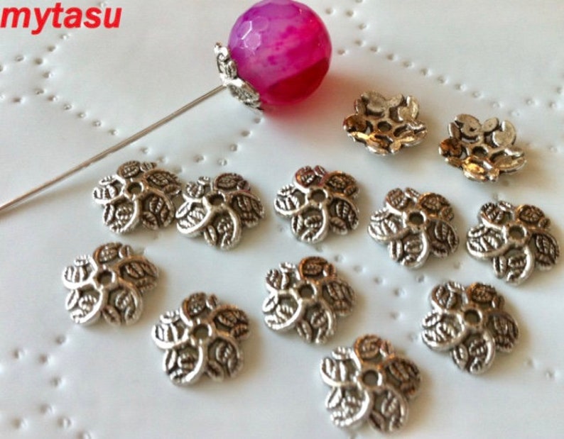 Lead free and Cadmium free Nickel 60 pcs 10 mm Antique Silver color Bead Caps,Zinc Alloy bead cap,10 mm bead cap antique silver findings