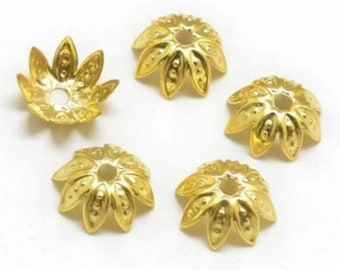 150 pcs 9.5 mm Gold color bead cap,flower bead cap,iron bead cap,gold color bead cap,metal bead,gold color finding,bead spacer,7.5 mm bead