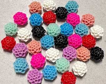 40 pcs 10 mm Mixed Lot Cabochon Flowers, mix resin flower, 10 mm cabochon, multicolor ,flower kit,, bobby pin blank , ring, Earring ,pendant