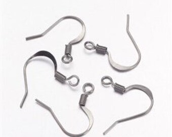 Nickel Free,,100 pcs Gunmetal Earring hooks,gunmetal Fishhook,Brass ear wire,Brass earring hook,gunmetal ear wire,gunmetal earring hook