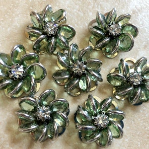 4 cabujones de flores de diamantes de imitación verdes para hacer joyas (18 mm)