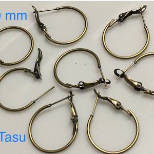 10 pcs Brass earring hoop,20 mm antique bronze color,Loop earring,earring hoop findings,ear wire,brass earring hoop finding,bronze ear hoop