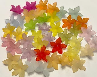 44 blandade Lucite-blomberlocker: Frostade transparenta pärlor (27 mm)