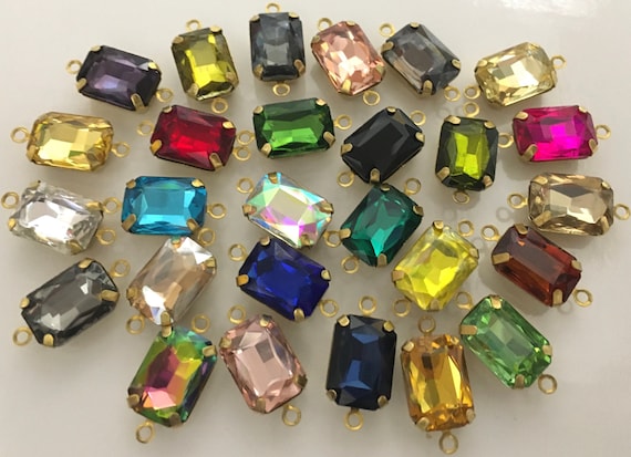 10 pcs Mixed Rhinestone connector,Faced,rectangle rhinestone, rhinestone Charm,rhinestone Link,rhinestone in claw,2 loop claw rhinestone
