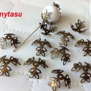 100 pcs Flower Bead Caps, Antique Bronze,Lead and Nickel free, iron bead cap, flower bead cap,bead cap, filigree,connector, antique findings