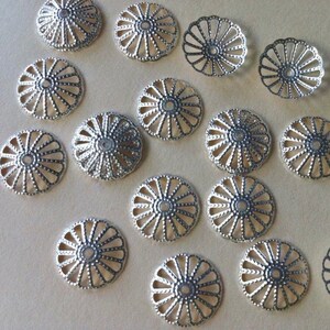 97 pcs Silver color Bead Caps,13 mm bead cap,brass bead cap,bead cap,spacer bead,antique bead cap,silver filigree,silver bead cap