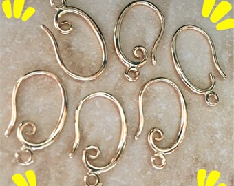 10 Light Gold Earring Hooks: DIY Ear Wire Findings