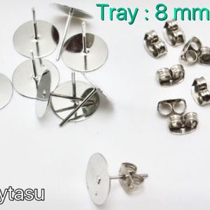 50 sets 8 mm Nickel Free Silver Earring Post with back,8 mm silver earring pad, silver earring post,silver ear nuts,silver findings