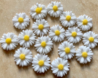 10 Stück 13 mm weiße Cabochon Blüten.13 mm Weiße Harz Blume.Weiße Harz Blume,weiße Blume,weiße Blume,assortierte Cabochon