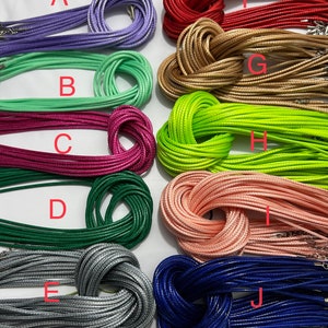 10 pcs Waxed cotton Cord Necklace,2 mm,mixed color,Waxed cord necklace with  clasp,waxed cord necklace,cord necklace,leather cord necklace