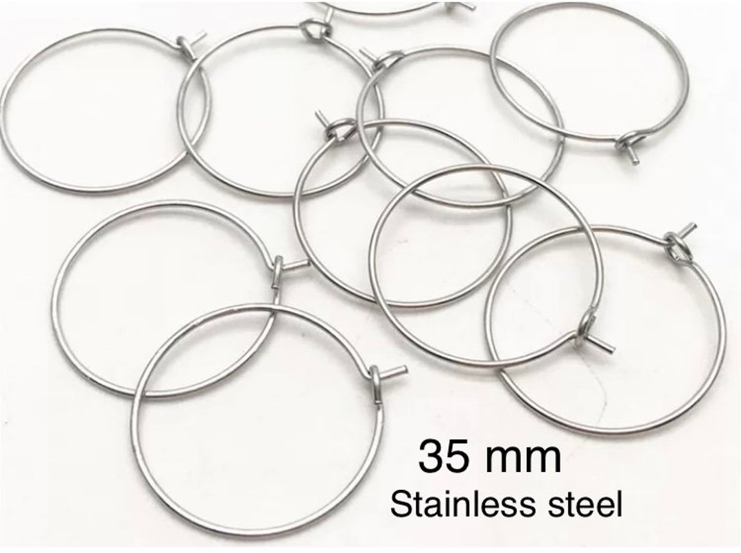 UNICRAFTALE 120 Pz 6 Dimensioni 15.5/20/25/30/35/40mm Anelli In Vetro Di Vino Anelli 304 Risultati Dell'Orecchino A Cerchio In Acciaio Inossidabile 0.7mm Pin Perline Per Orecchini A Cerchio Fare - 5