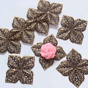 15 pcs 36 mm Filigree Pendants,antique Bronze,brass Links,brass filigree,36 mm Connector,brass base setting,square filigree,square connector
