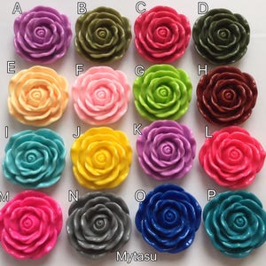 Pick your color..3 pcs 45 mm mixed Hole Cabochon Flower(Drill),big Rose cabochon,Hole resin cabochon.drill resin flower,flat back flower