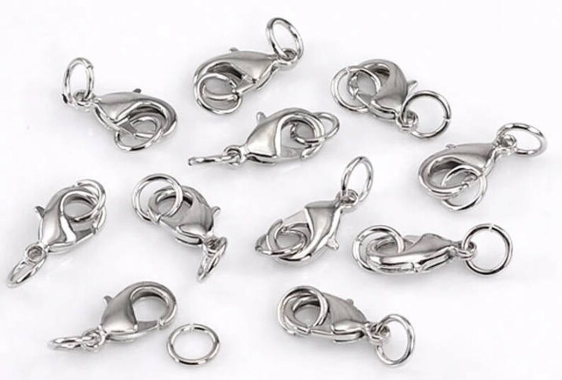 Nickel Free..20 Pcs Platinum Lobster Claw Clasp With Jump Etsy