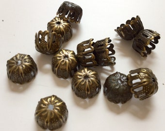 Nickel Free..100 pcs 9 mm Antique Bronze Bead Caps,9 mm bead cap,iron bead cap,bead spacer,antique bronze findings,brass bead cap