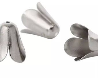 40 pcs 11 mm Platinum Flower Bead Caps,4 petals,flower bead cap,nickel free bead cap,platinum bead cap,platinum finding,adjust bead cap