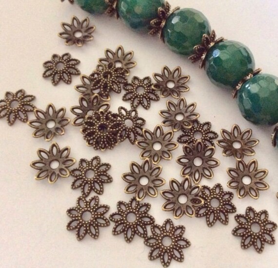 100 pcs 9 mm Antique Bronze Bead Caps,Zinc Alloy,spacer bead,9mm brass bead cap, antique bronze findings, Nickel ,Lead free and Cadmium free