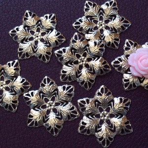 14 pcs 35 mm filigree pendants,Platinum filigree,brass filigree,Platinum connector,platinum pendant filigree,platinum base setting,silver