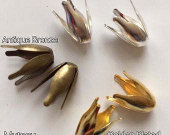 50 stuks 13 mm verzilverde kralenkapjes, 4 bloemblaadjes, kralenkapje bloem, nikkelvrij kralenkapje, zilveren kralenkapje, zilvervinding, kralenkapje, kralenkapje aanpassen