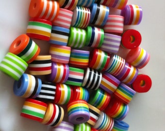 50 pcs 10 mm x 8.5 mm Column Resin Beads,mixed  Striped Bead , Column Bead ,acrylic bead, Resin Bead,BubbleGum  Bead,  perfect for necklace