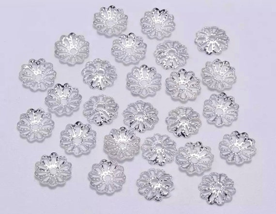 150 pcs 8 mm Silver Bead Caps, Iron bead cap,8 mm bead cap,Silver findings,Silver bead cap,10 mm Silver bead cap,brass bead cap