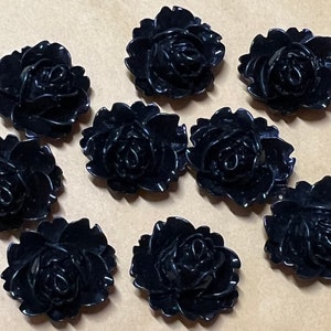10 pcs 16 mm Cabochon Flowers,Black,Black Rose,16 mm black resin flower,rose cabochon,black rose flower,assorted flower,flower kit