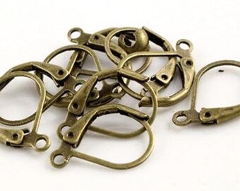 Nickel Free... 30 pcs Lever Back earring,Antique Bronze,brass lever back hoop earring,Antique Bronze earring hoop,ear hoop,bars ear wire