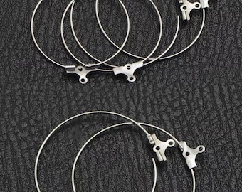 20 Platinum Color Copper Earring Hoops: DIY Earring Findings (30mm)