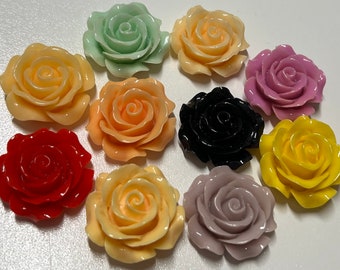 Mixed 10 pcs 30 mm Cabochon Flower,mixed Rose flower,mixed resin flower,mixed rose cabochon,assorted rose flower,cabochon flower,flower kit