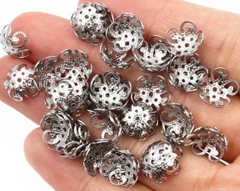 112 pcs 10 mm Platinum Flower Bead Caps,platinum bead cap,flower bead cap,platinum space bead,brass bead cap, iron bead cap,platinum finding