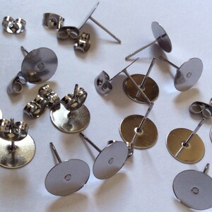 50 sets 10 mm Stainless Steel Earring Post with back,10 mm stailess steel earring pad,stainless steel ear stud,stainless steel findings