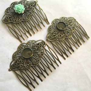 2 pcs Hair Comb,Antique Bronze,Flower Hair Comb,wedding hair comb,bridal hair comb,brass hair comb,vintage comb,classic hair comb,