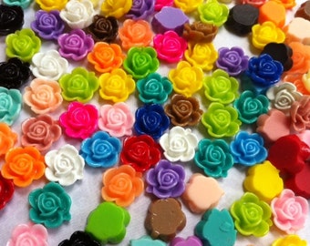 Ship from USA ,,,24 pcs Mixed Resin Cabochon Flowers..15 mm Flower...Great for  bobby pin blank , ring, Earring ,pendant