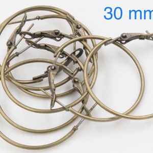 10 pcs Antique Bronze Brass Earring Hoops - 30mm Ear Wire Findings