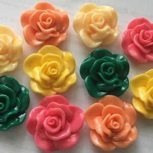10 pcs 30 mm Mixed Cabochon Flowers,flat back resin flower,big rose cabochon Flower,mixed 30 mm rose flower,assorted flower, flower kit