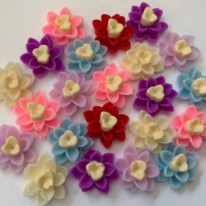 20 pcs 14 mm Mixed Cabochon Flowers.14 mm Lotus flower,mixed 14 mm cabochon floweR,flower kit,14 mm lotus resin flower,mixed lotus cabochon