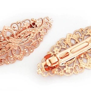 1 pcs Hair Barrettes,Rose Gold Hair Barrettes,wedding hair Barrettes,rose gold findings,vintage silver barrette,perfect for resin cabochon
