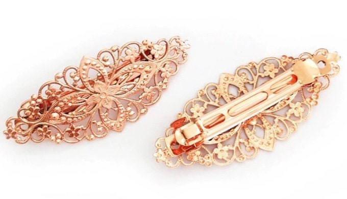 Rose Gold French Clip Barrette - Etsy display picture 3