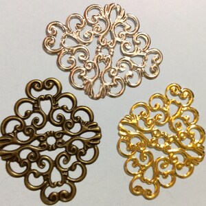 14 pcs filigree pendant,connector,Charm,brass Connector ,brass base setting, Great for resin cabochon flower,