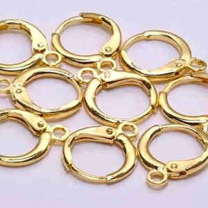 16 pcs Gold Color French Earring Hoops: Ear Wire Findings