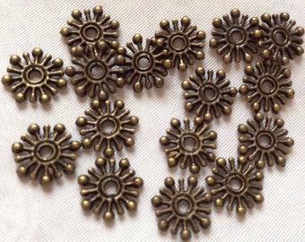 50 pcs spacer bead,antique bronze, snow flake bead, brass bead,space bead,brass snow flake bead,antique bronze bead,nickel free space bead