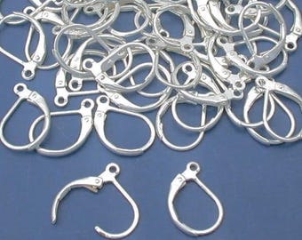 20 pcs Sterling Silver plated over brass Lever Back Earring hoop,Silvel ear wire,Silver findings,sterling silver ear hoop,silver Ear hoop