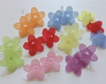 60 st blandade Luciteblommor, 24 mm, Färgade, transparenta blommor, färgglad Luciteblomma, blandad frostad Luciteblomma, blandade blommor, akrylblomma