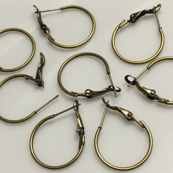 10 pcs Brass earring hoop,18 mm antique bronze color,Loop earring,earring hoop findings,ear wire,brass earring hoop finding,bronze ear hoop