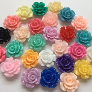 New,,,30 pcs 12 mm Cabochon Flowers,12 mm resin flower,resin flower,flat back cabochon,assorted flower,flower kit,pastel color flower