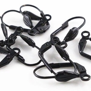 20 pcs Black Ear wire,black earring hook,gun black ear wire,Coppep ear wire,gunmetal findings,copper ear wire,gunmetal earring hook